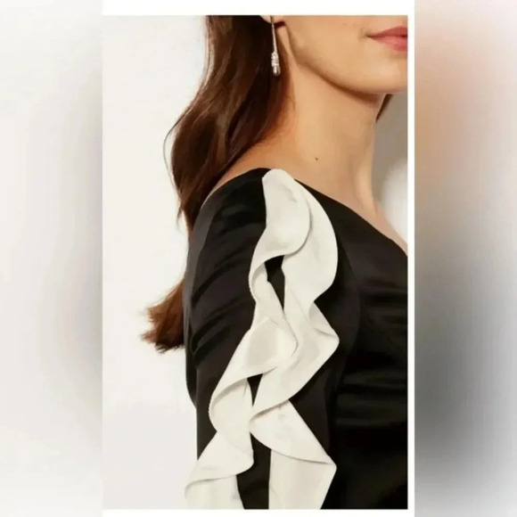 Karen Millen Ruffle One Shoulder Satin Mini Dress - Picture 3 of 16